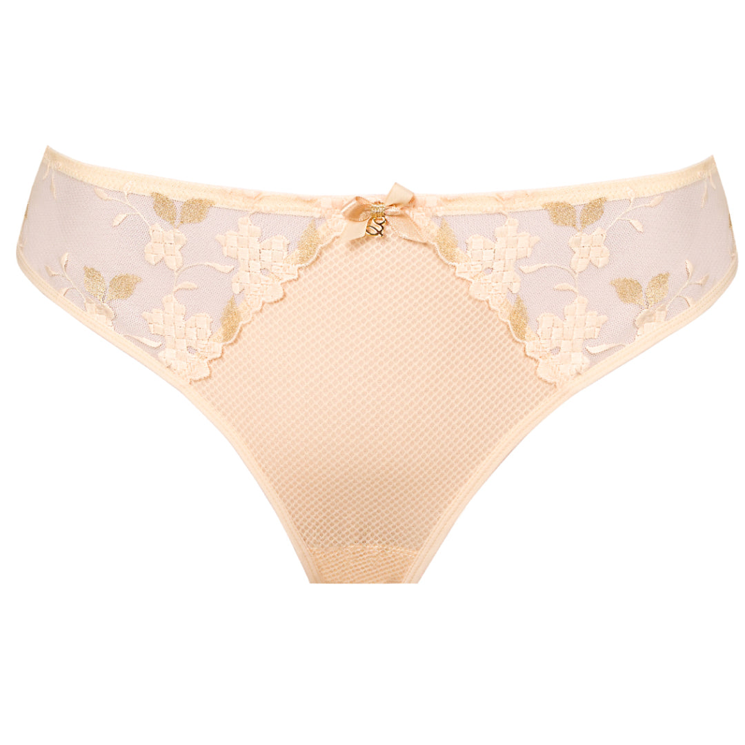 Sheer Mesh Tulle Embroidered Tanga Panty Valeria Biscuit