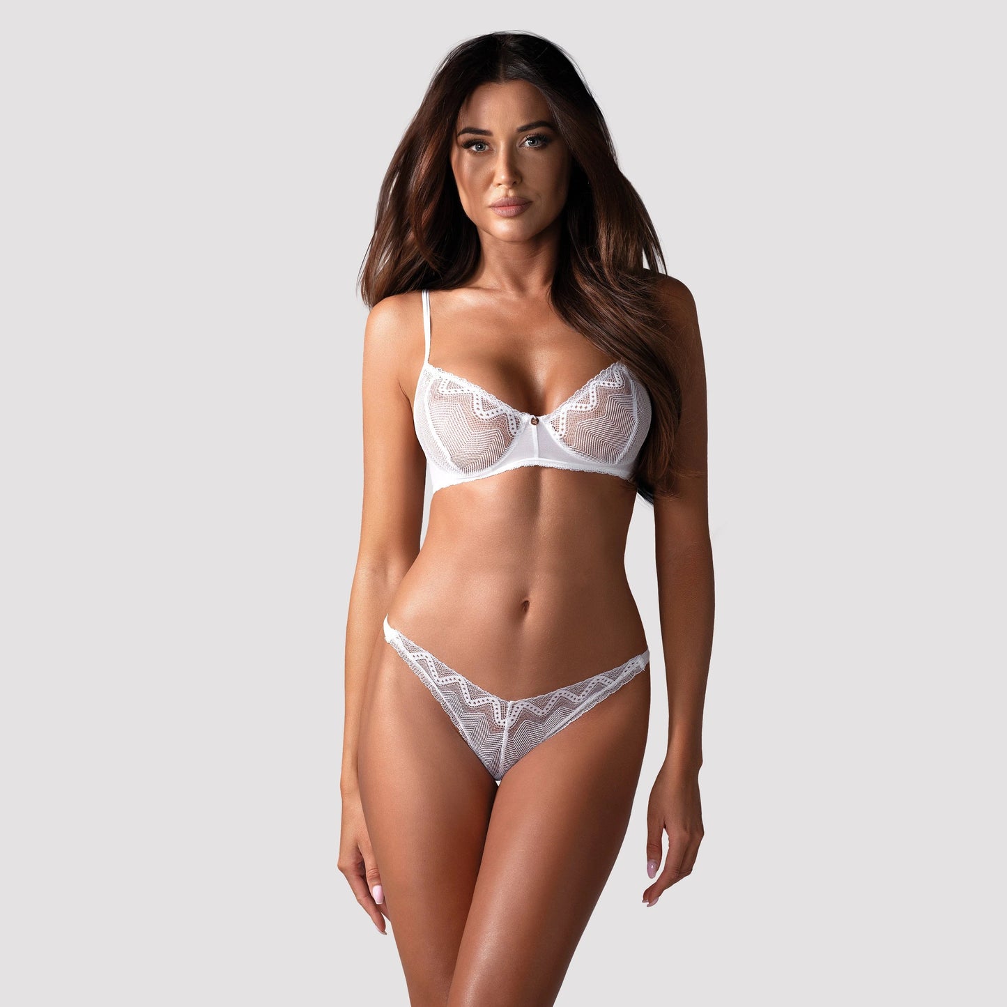 Sexy Sheer Demi Bra & Thong Panty Obsessive Alissium